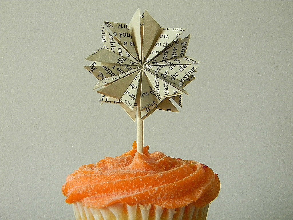 Wedding Cupcake Picks/Topper vintage book pages Set of 10 //READY TO SHIP//