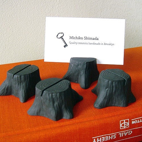 Tree stump card holders - set of 4 - Black