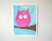 Magnolia the Brave Owl - Original Fat Bird Watercolor Painting on Paper