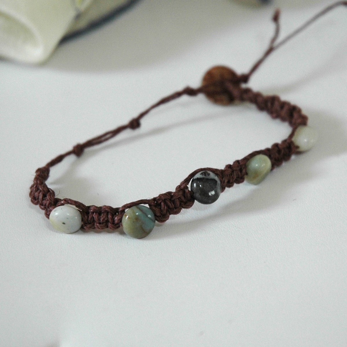 Knotted Hemp Boho Bracelet with Amazonite