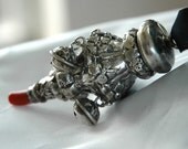 Antique Victorian Baby Rattle, Detailed Repousse, Sterling Silver with Coral Teether
