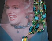 Ode to Marilyn Peacock Choker w Pendant, Venetian Glass and Crystal