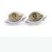 UFO SciFi Cufflinks - Silver And Gold Outer Space Sci Fi Aliens Spaceship Cuff Links - Fun Science Fiction Flying Saucer Cufflink With Alien