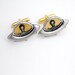 UFO SciFi Cufflinks - Silver And Gold Outer Space Sci Fi Aliens Spaceship Cuff Links - Fun Science Fiction Flying Saucer Cufflink With Alien