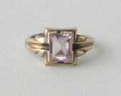 Vintage Ring . Amethyst 10K Sterling . 1940s .