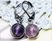 Intellect petite fluorite wire wrap earrings - 8mm