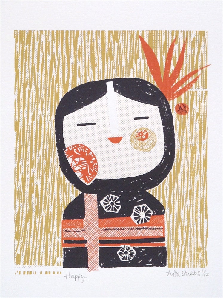 Happy original screen print