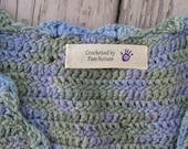 Personalized Crochet labels-hand print with swirl