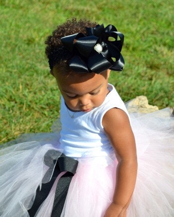 Light Pink Tutu with Black bow Accent-- Infant on Up
