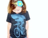 Shark on a Bike - American Apparel Toddler Tri-Blend T-Shirt - COMPLIMENTARY SHIPPING - Available in 2T, 4T and 6T
