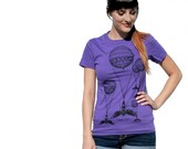 Womens steampunk HOT AIR BALLOON and wasp t shirt American Apparel