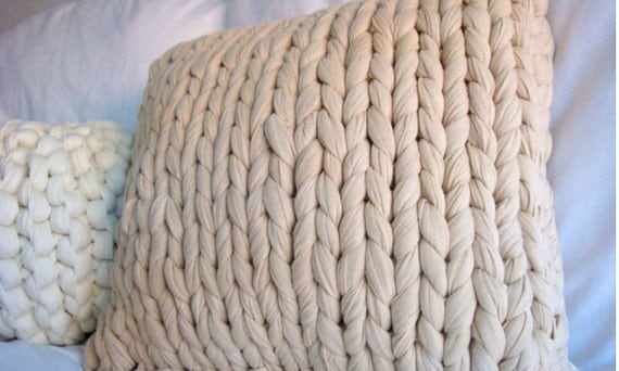 Super Chunky Knit Throw Pillow - Putty