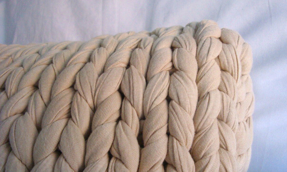 Super Chunky Knit Throw Pillow - Putty