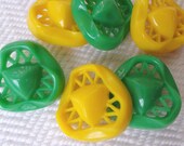 Sun and Grass Vintage Buttons - 6 Openwork Buttons
