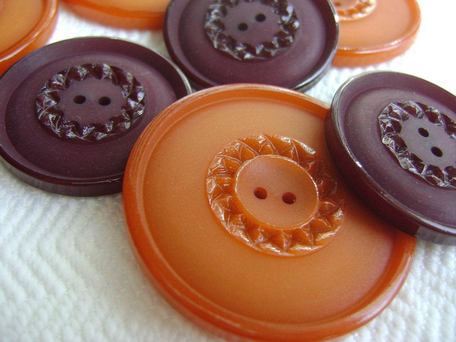 French Vintage Buttons - Mid Century Plastic in Burgundy Wine