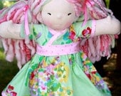 Waldorf Doll or American Girl doll sized kyoko dress in Amy Butler's Bouquet fabric