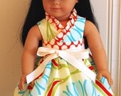 Waldorf doll or American Girl doll kyoko style dress in Pop Garden fabric to match big girl dress