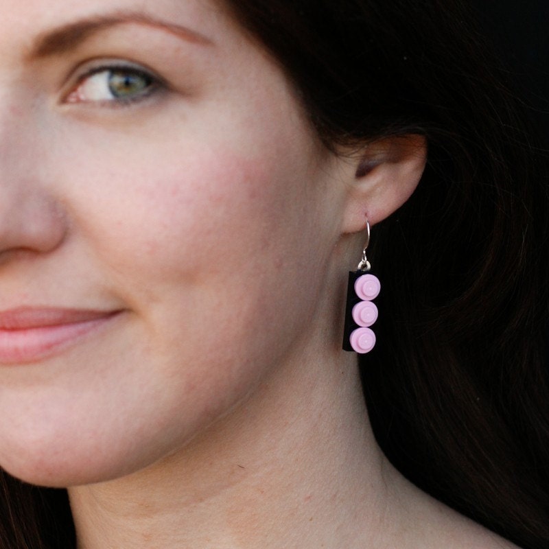 pink marabou earrings