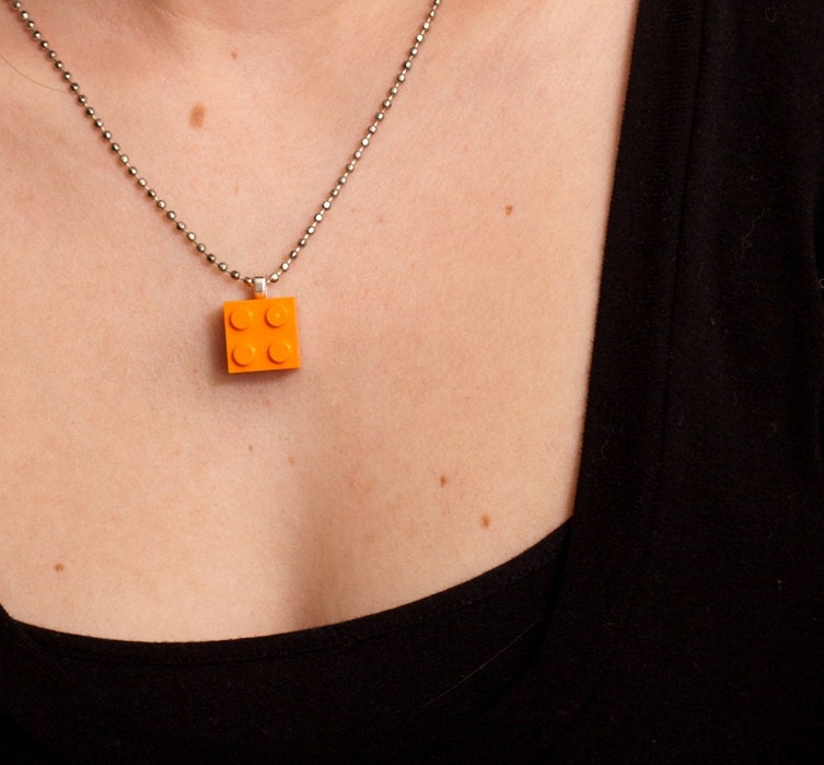 tangerine brick necklace