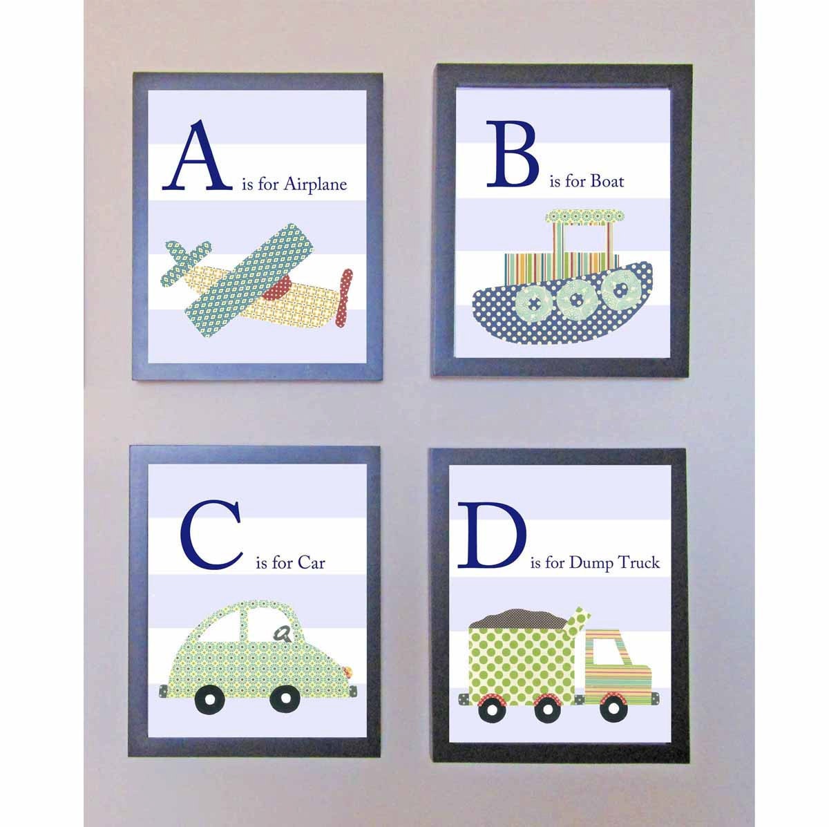 Vehicle Nursery Art Print.  Children Decor.  Baby Boy Art.  Nursery Decor. 11 x 14 Prints.  Kid wall art.  Alphabet art.  Letter Wall Art