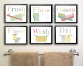 Bathroom Art.  Nursery Art Print. Children Decor.  Bathroom Manners.  Toothbrush, bathtub. 6 - 11 x 14.  Kids Bathroom Decor.  Kid wall art