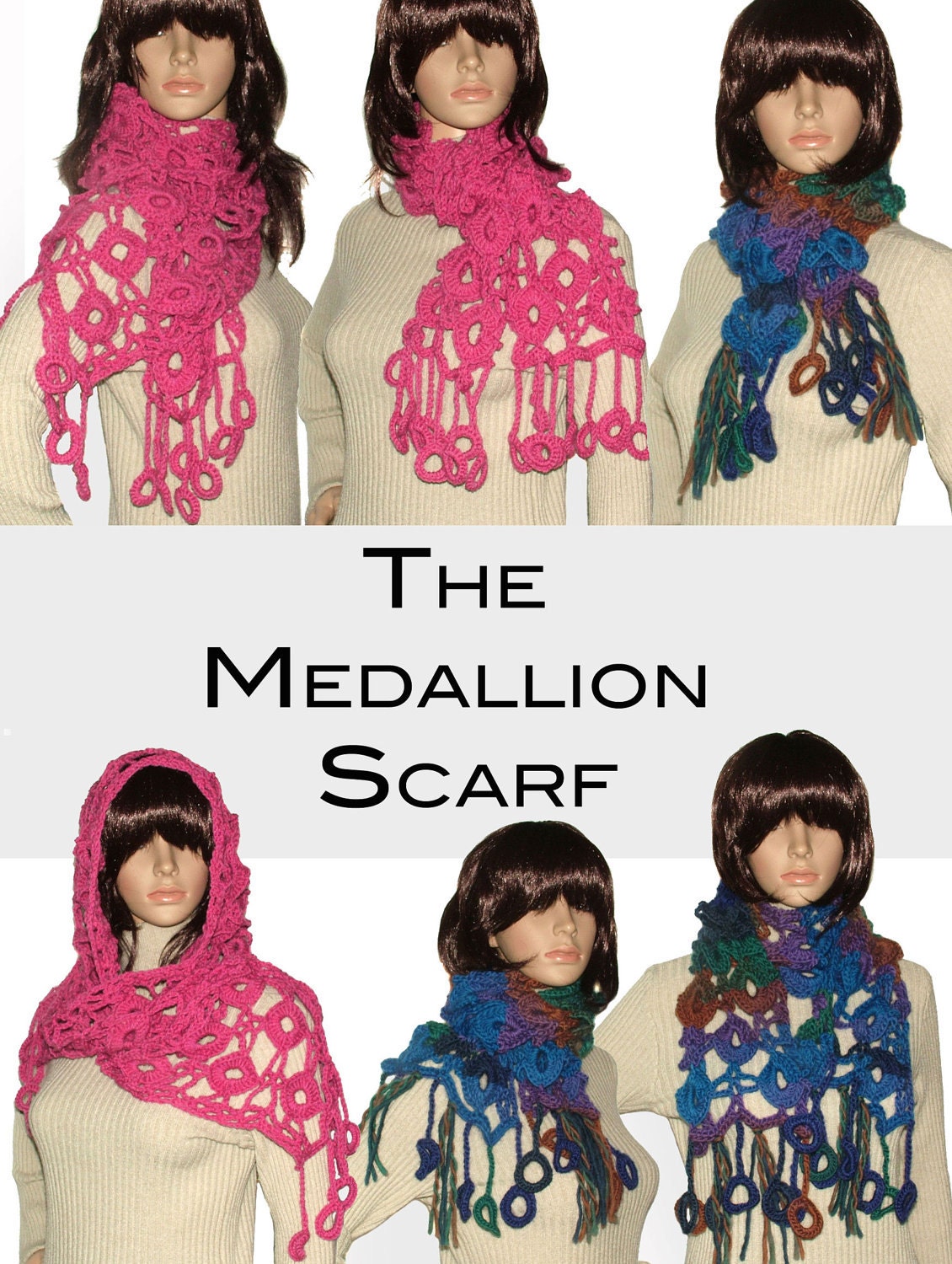 Crochet Lace Scarf Wrap Shawl instant Digital PDF Pattern download