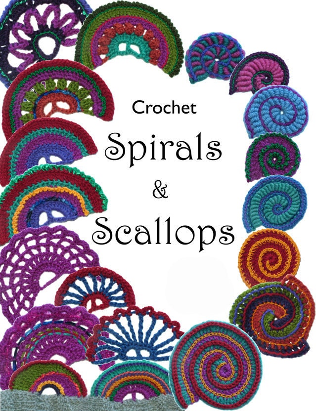 Crochet Scallops, Crochet Spirals Digital Ebook pdf patterns instant download