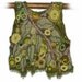 Green Womens Vest OOAK Freeform Crochet Wearable Art, Crystal Grove