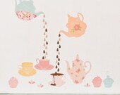 NEW Teatime - Adhesive Fabric Wall Stickers / Decals