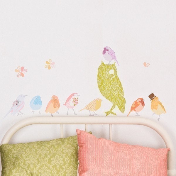 Wall Stickers Birds (Reusable and removable fabric wall decals, not vinyl) - Girly Twitters