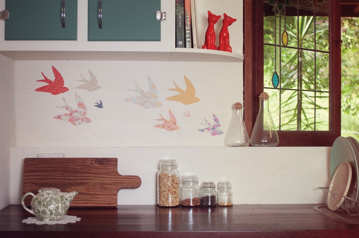 Wall Decals Swallows (Reusable and removable fabric stickers, not vinyl) - Swallows