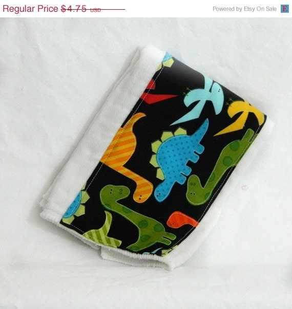 On Sale Dinosaur Burp Cloth - Blue, Green, & Red on Black