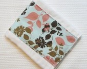 On Sale Baby Burp Cloth - Pink, Blue, Khaki, & Brown Flowers - On sale