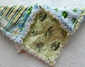On Sale Boy Baby Blanket - John Deere Blue & Green Plaid Security Small Rag Quilt