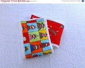 On Sale Sock Monkey Burp Cloth- Red & Faces- set of 2