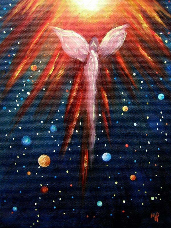 Angel Birth-Angel Art Print Greeting Card Signed by Marina Petro