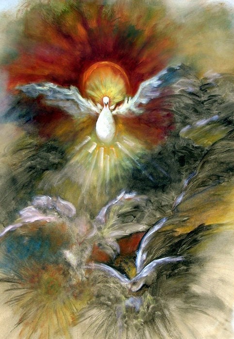 Spirit Rising, Holy Spirit, Dove, Bird, Religious, Spiritual ART PRINT Signed by Marina Petro