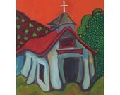 Pilar Church - Archival Print from Original Watercolor 7.25 x 9.75 inches with border