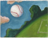 Out of the Park - Archival Print from Original Watercolor 7.5 x 9.75 inches with border