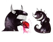 monster heart gift-oddfauna love's you 8.5x11 print