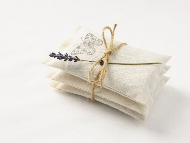 Butterfly Lavender Sachets Romantic Home Decor Cream White Organic Aromatherapy