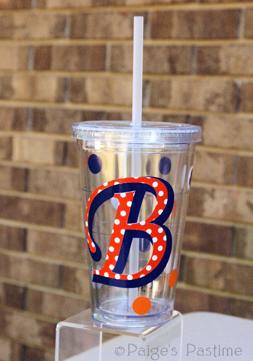 Personalized Auburn Insulated Tumbler with Adhesive Vinyl Dots