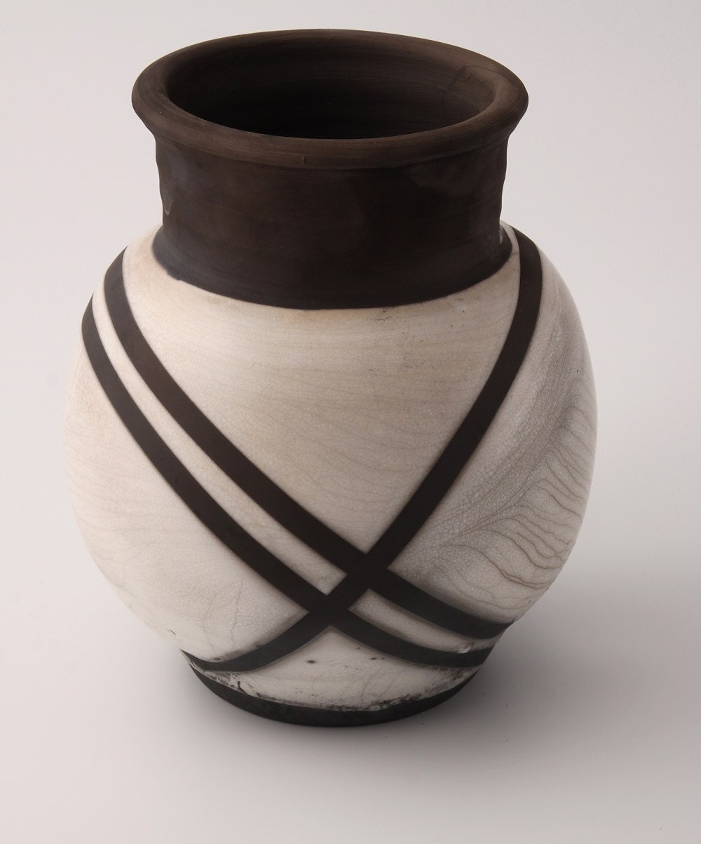 Wide-mouth Raku Vase