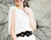 Audrey Flower Belt in Black: Swarovski Crystals and silk flowers - made to order