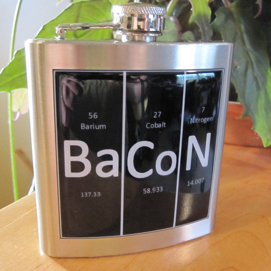 Bacon Element Table Liquor Hip Flask Stainless Steel 6 ounce