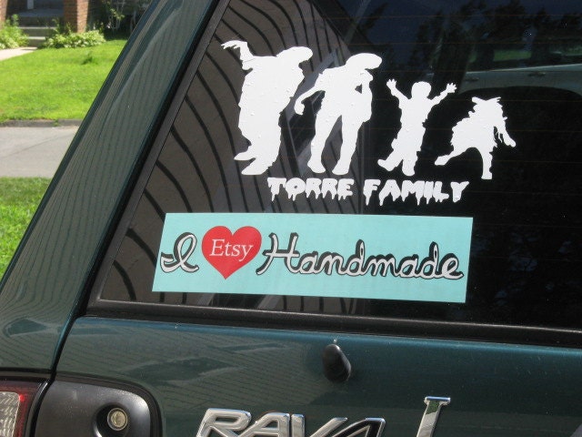 Zombie Family Decal with pets and a baby 3