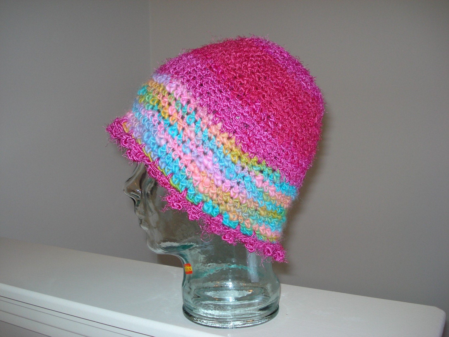 Ready To Ship- GORGEOUS HAND CROCHET / Recycled Suri Silk Hat