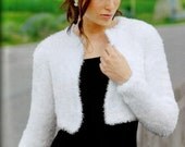 Ready to be shipped - Handmade White Kate Middleton Shrug / Bolero hand knit/ Medical Scrubs/ Size Small