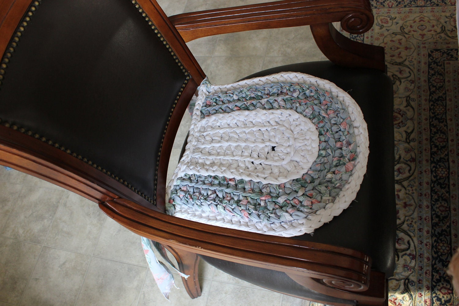 SALE / Ready to ship-----Cottage Summer Hand Crochet Recycle Four Cushions in the Same size and colour