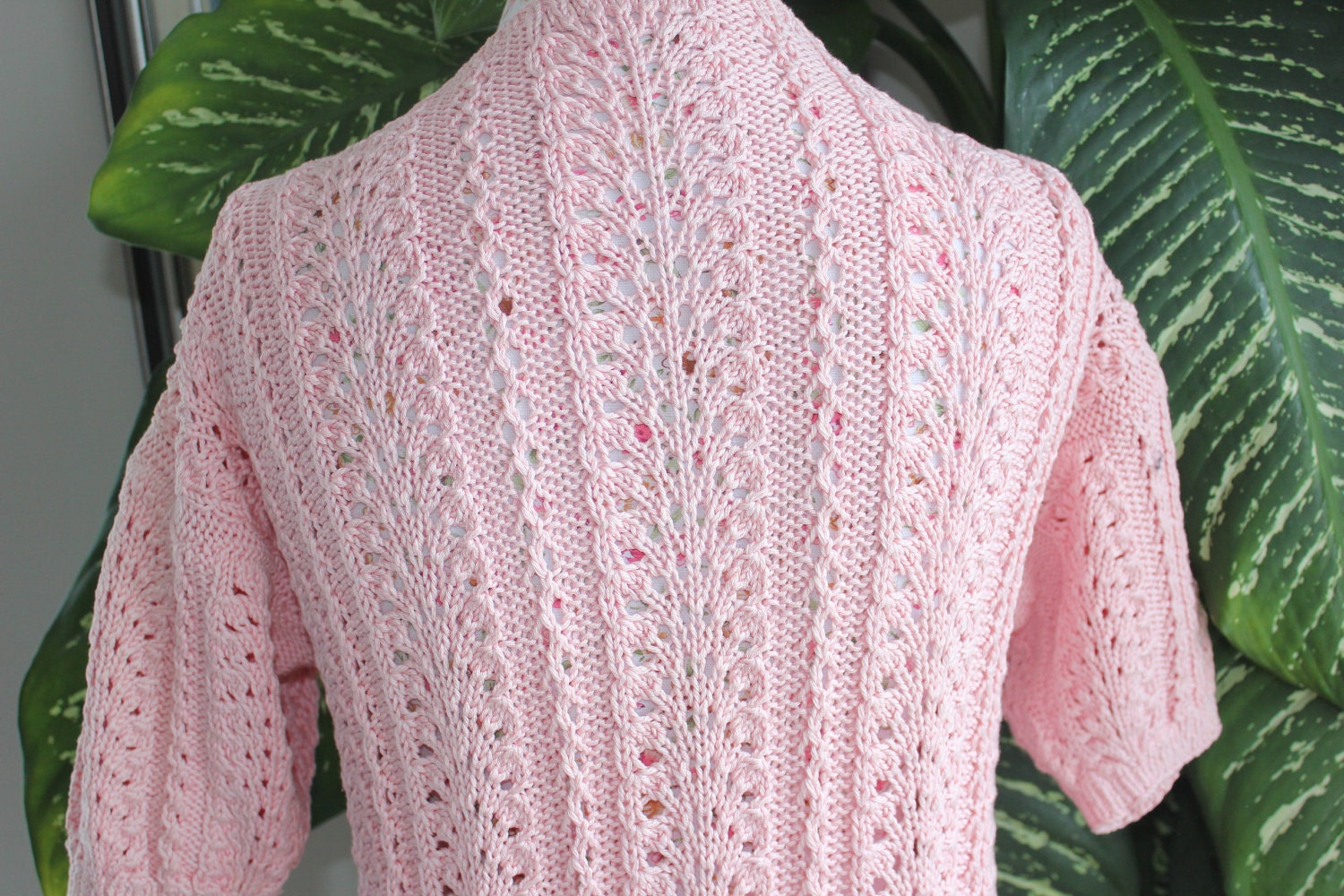 Ready to ship - HANDMADE GRANITA Open Knit Cotton Tunic hand knitted short sleeved/ Size Small/Medium